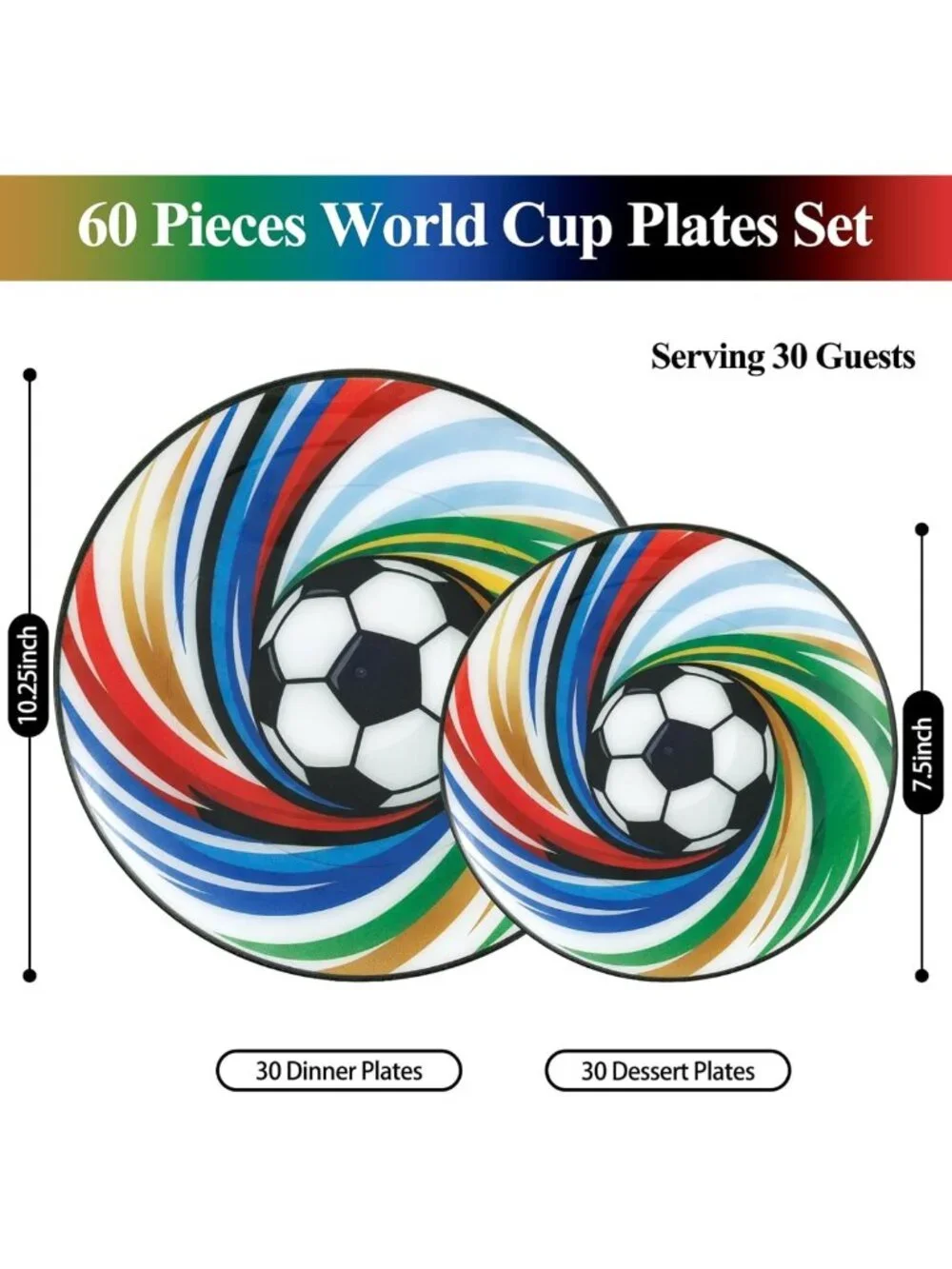 60 Pcs Heavy Duty Soccer Party Plates - Disposable Dinner & Dessert Plates for